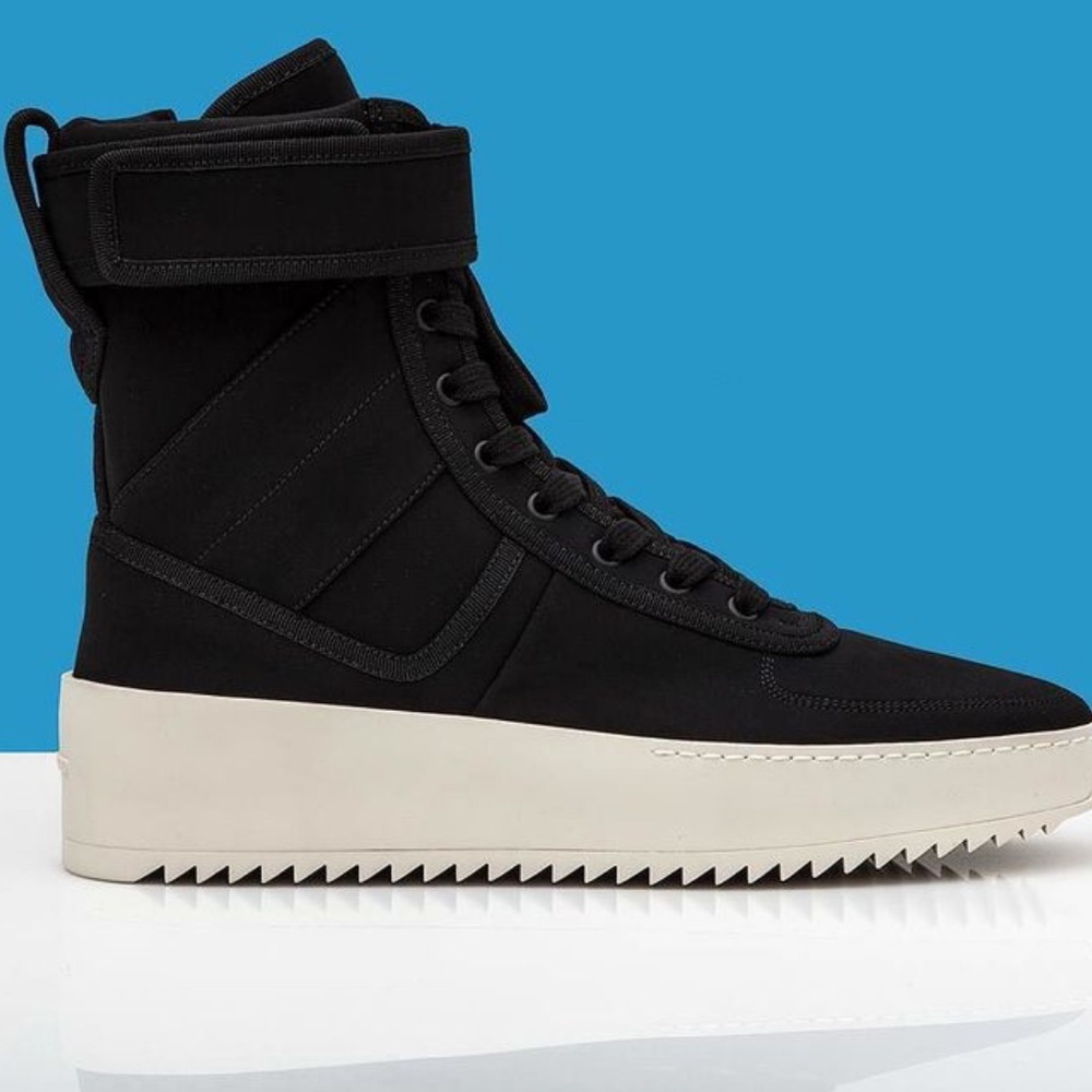 Fear Of God Black Neoprene Military‎ High Top Sneakers Size 40